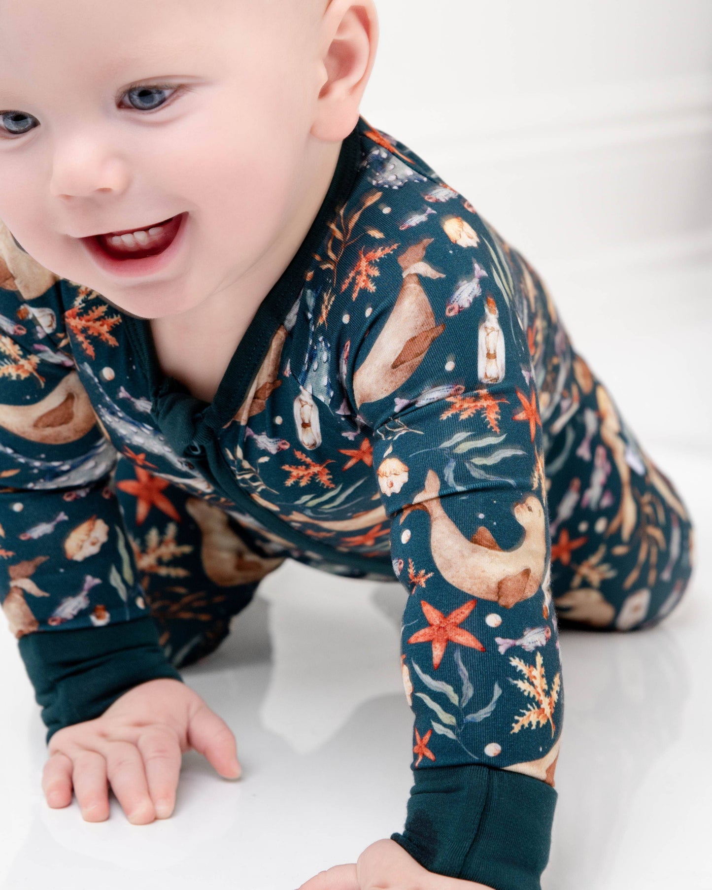 Waves & Whiskers Baby Bamboo Zipper Romper Pajamas