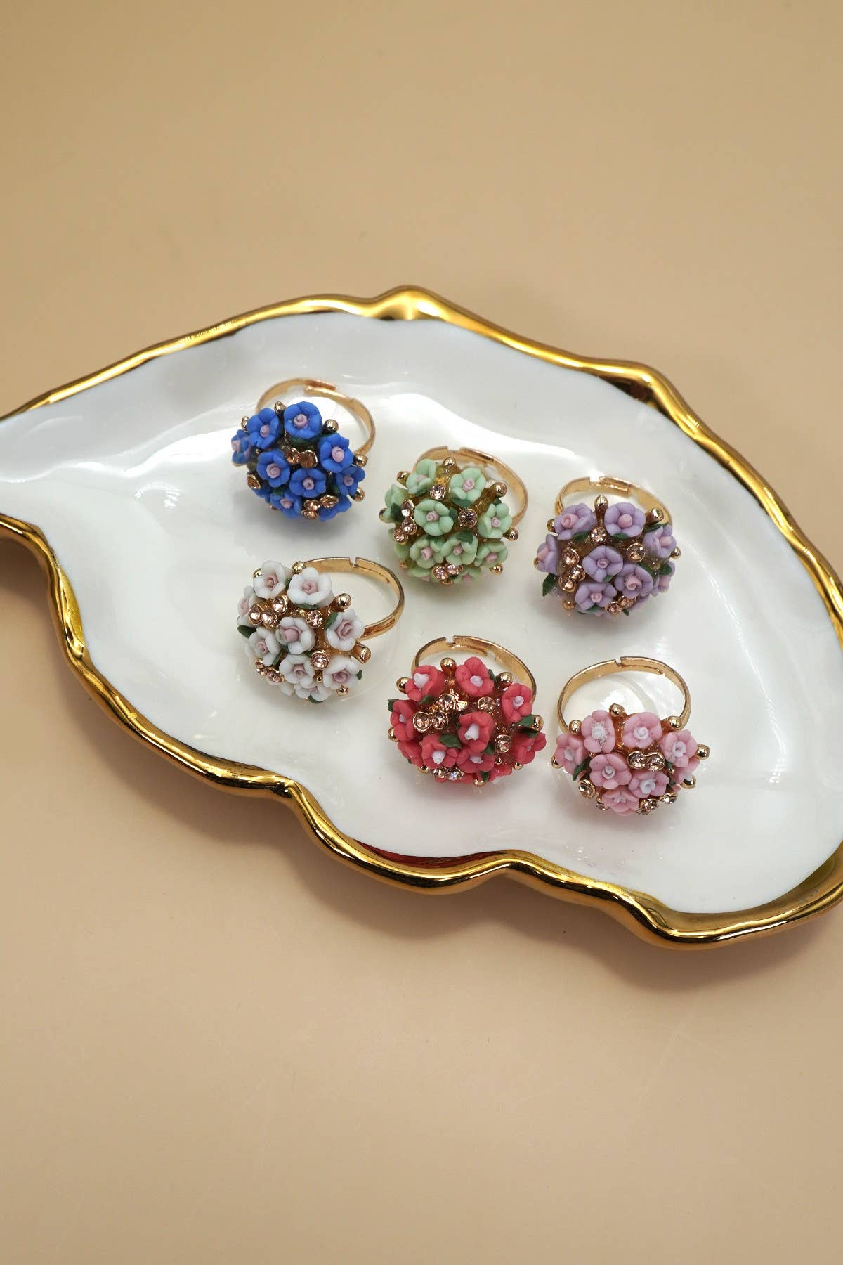 Adjustable Blossom Gold Floral Statement Ring