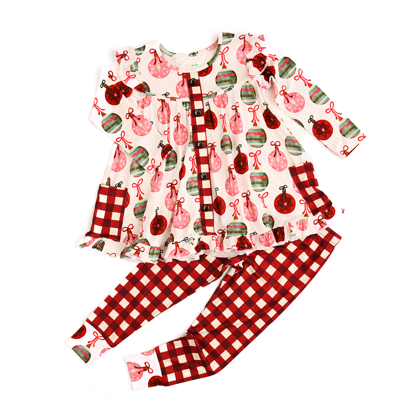 Kit Ornaments and Plaid Peplum Set