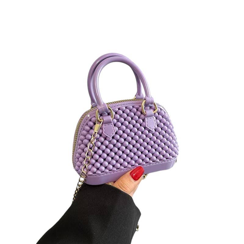 Mini Jelly Bubble Bowler Purse with Crossbody Gold Chain