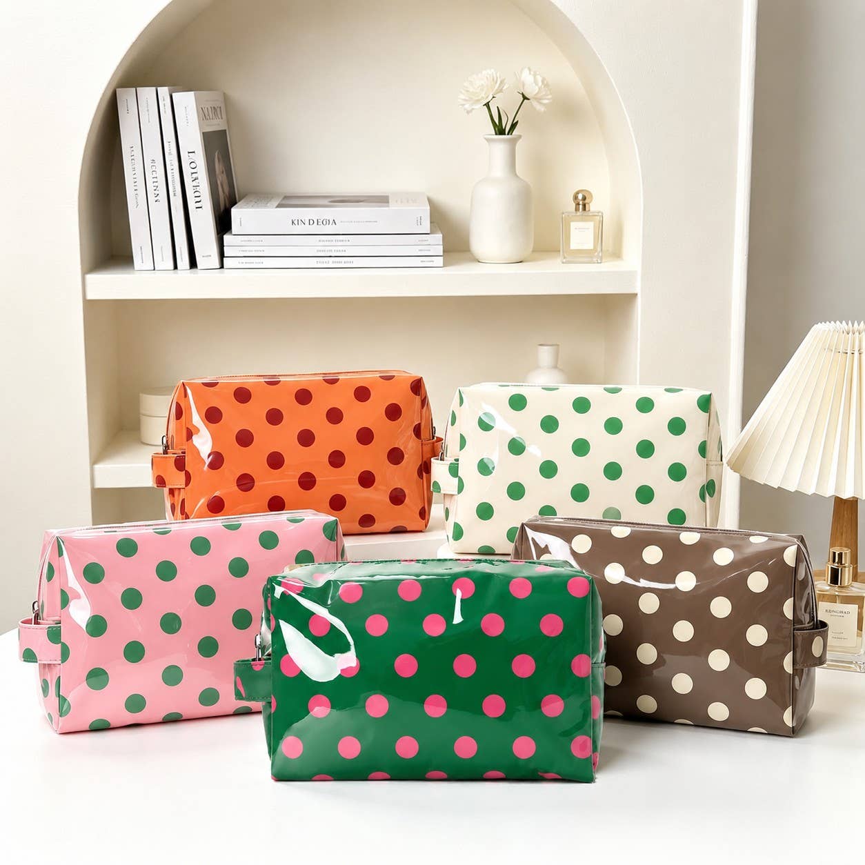 Vinyl Polka Dot Cosmetic Pouch