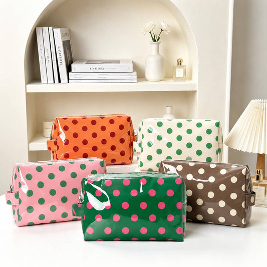 Vinyl Polka Dot Cosmetic Pouch