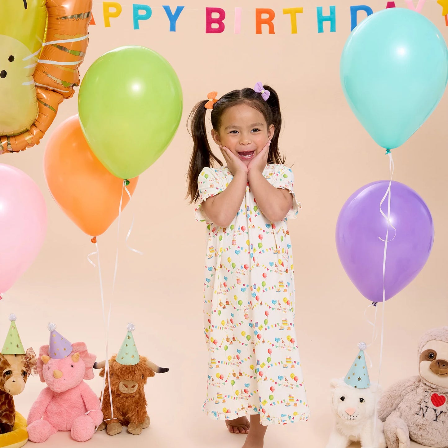 Magnetic Me | Short Sleeve Ruffle Nightgown - Birthday Babe
