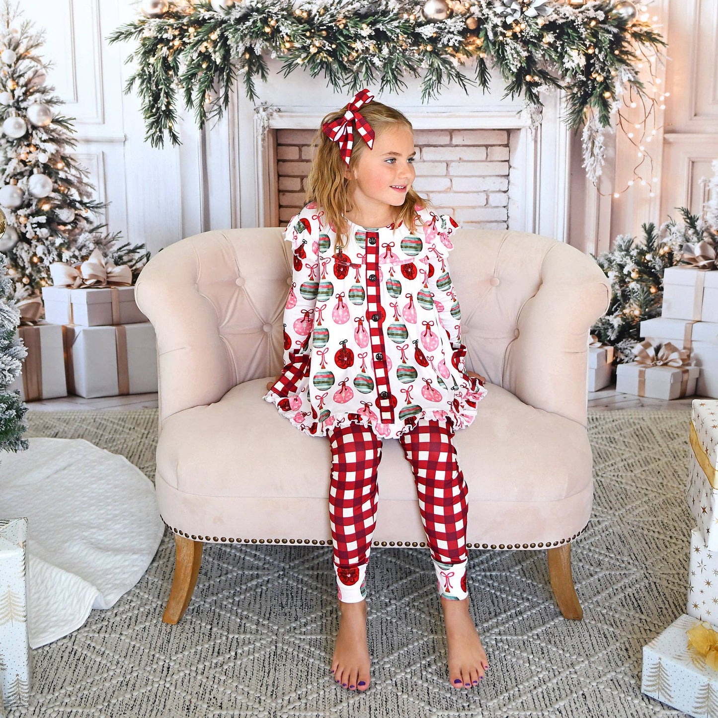 Kit Ornaments and Plaid Peplum Set