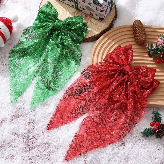 Glitter Sequin Bow Ribbon Hair Clip