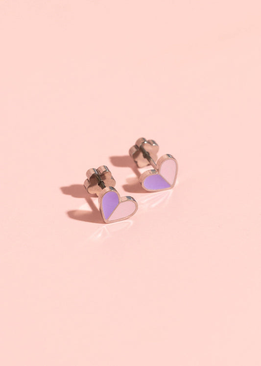 Pierced Co | Silver Heart Duo Stud Earrings