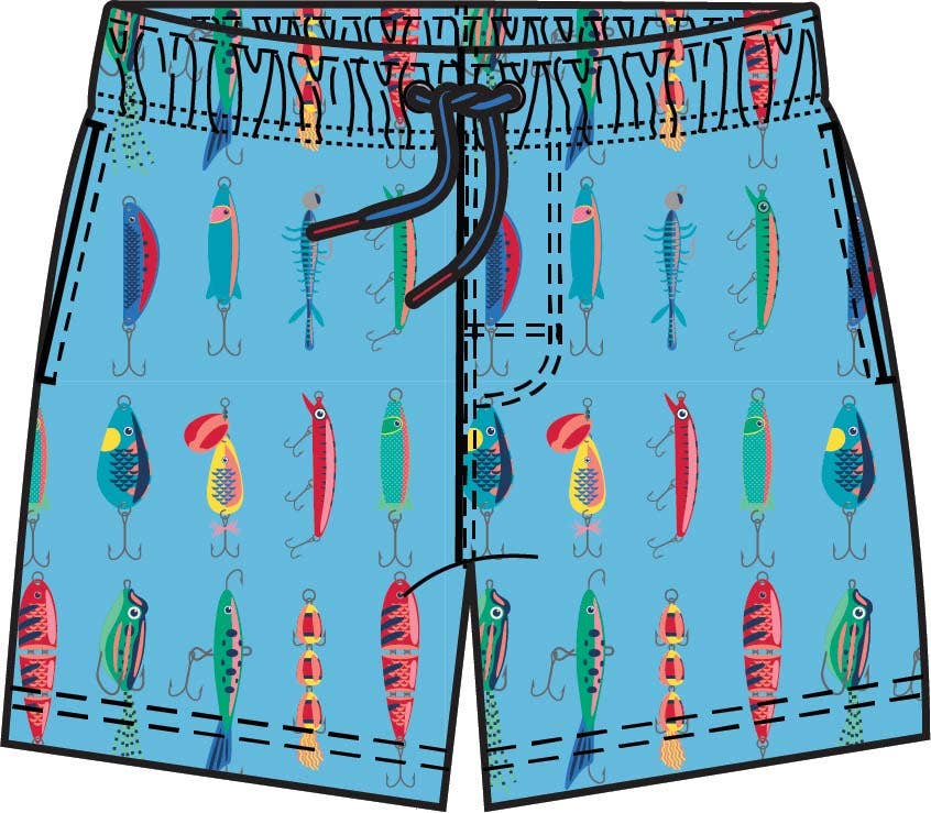 RuffleButts +RuggedButts - Boys Gone Fishin Performance Hybrid Swim Trunks