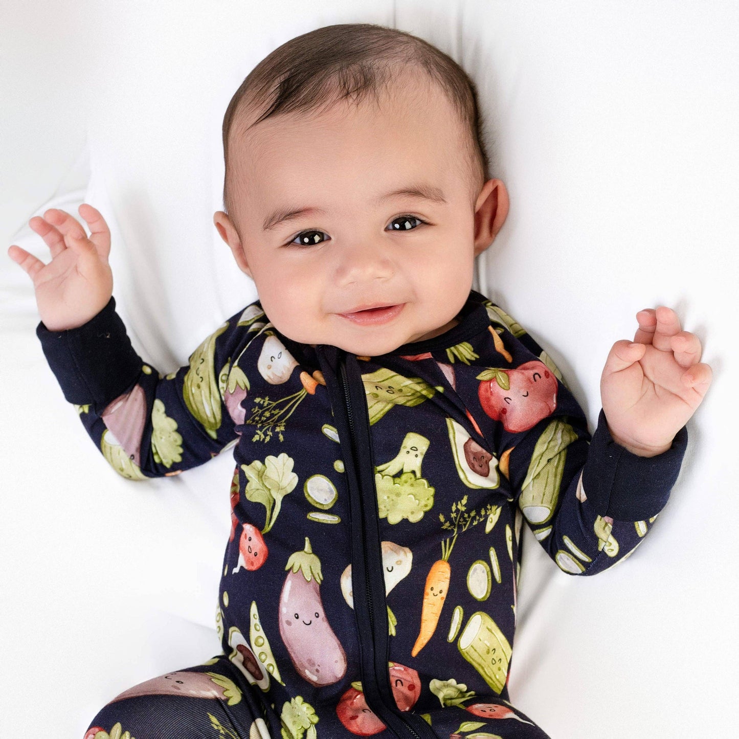 I Love You Veggie Much Baby Bamboo Zipper Romper Pajamas