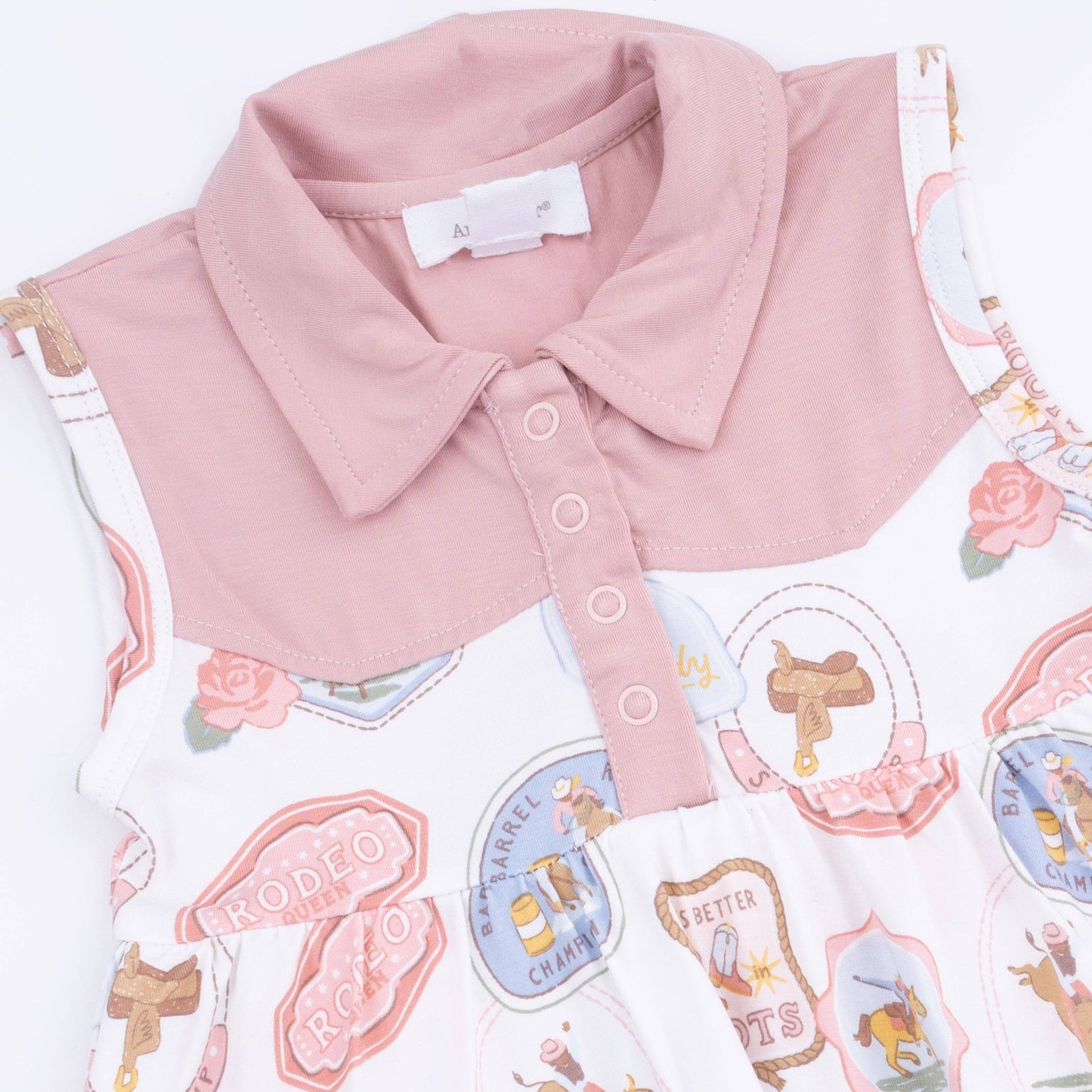 Angel Dear | Rodeo Patches Pink - Cowboy Bodysuit Dress