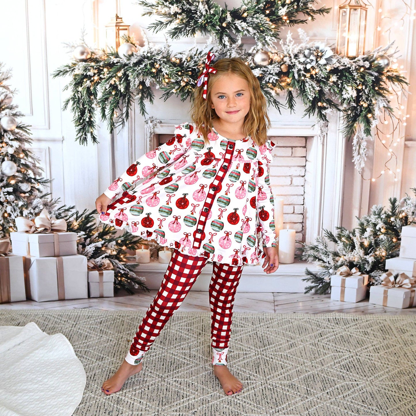 Kit Ornaments and Plaid Peplum Set