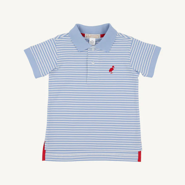 TBBC | Prim & Proper Polo & Onesie - Beale Street Blue Stripe with Beale Street Blue and Richmond Red