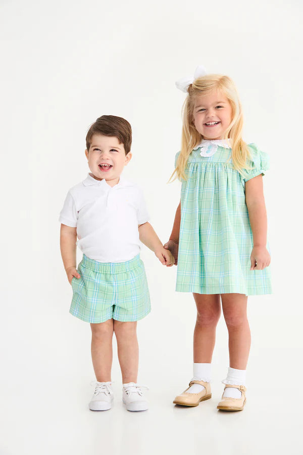 TBBC | Mary Dal Dress - Pelham Bay Plaid (Green) with Worth Avenue White