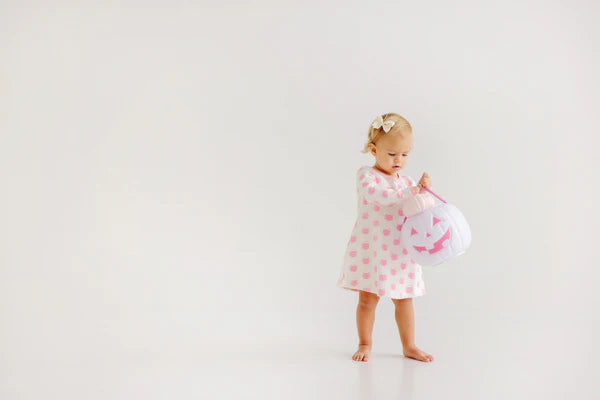 TBBC | Long Sleeve Polly Play Dress - Vintage Prep Pumpkin Pails with Sandpearl Pink