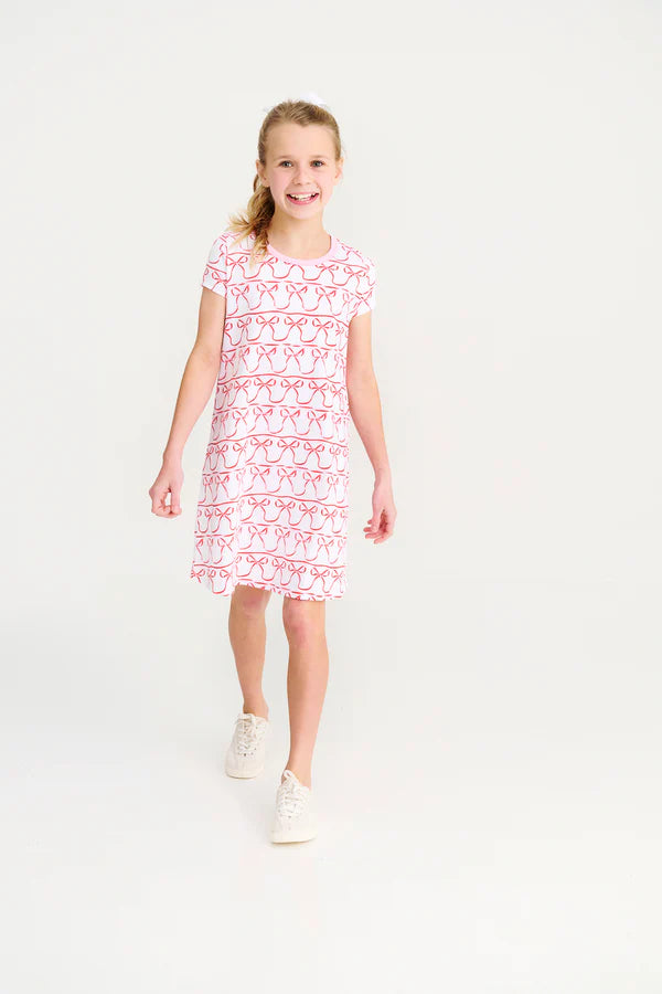 TBBC | Short Sleeve Polly Play Dress - Birdies Bows with Pier Party Pink