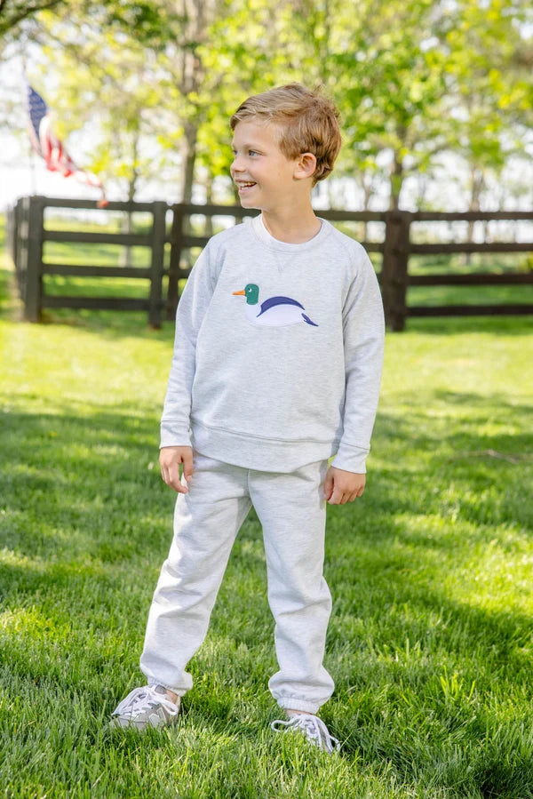TBBC | Cassidy Comfy Crewneck - Grantley Gray (Heathered) with Duck Appliqué