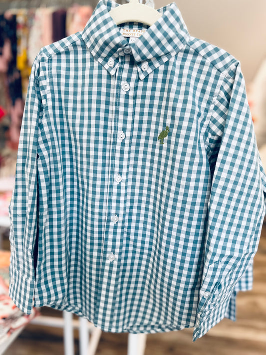 Dean's List Dress Shirt - Barnsley Blue Gingham/Gallatin Green Stork