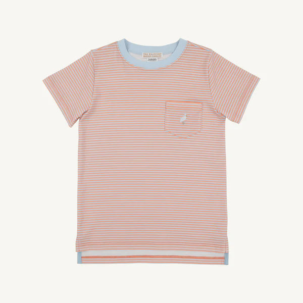 TBBC | Carter Crewneck - Seashore Sherbet & Buckhead Blue Stripe with Multicolor Stork