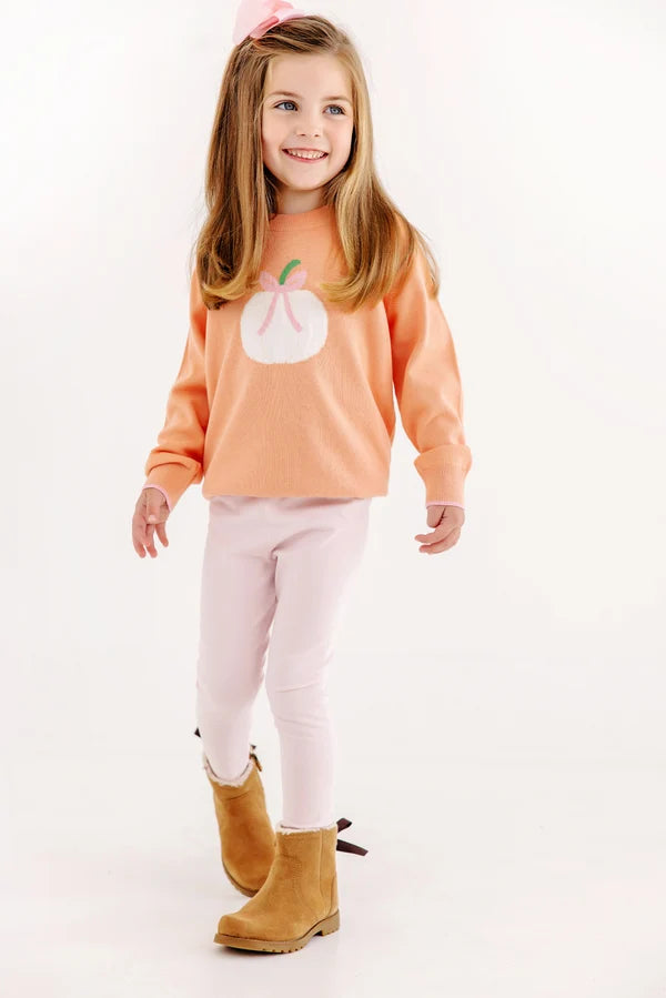 TBBC | Isabelle's Intarsia Sweater - Seashore Sherbet with Pumpkin Intarsia