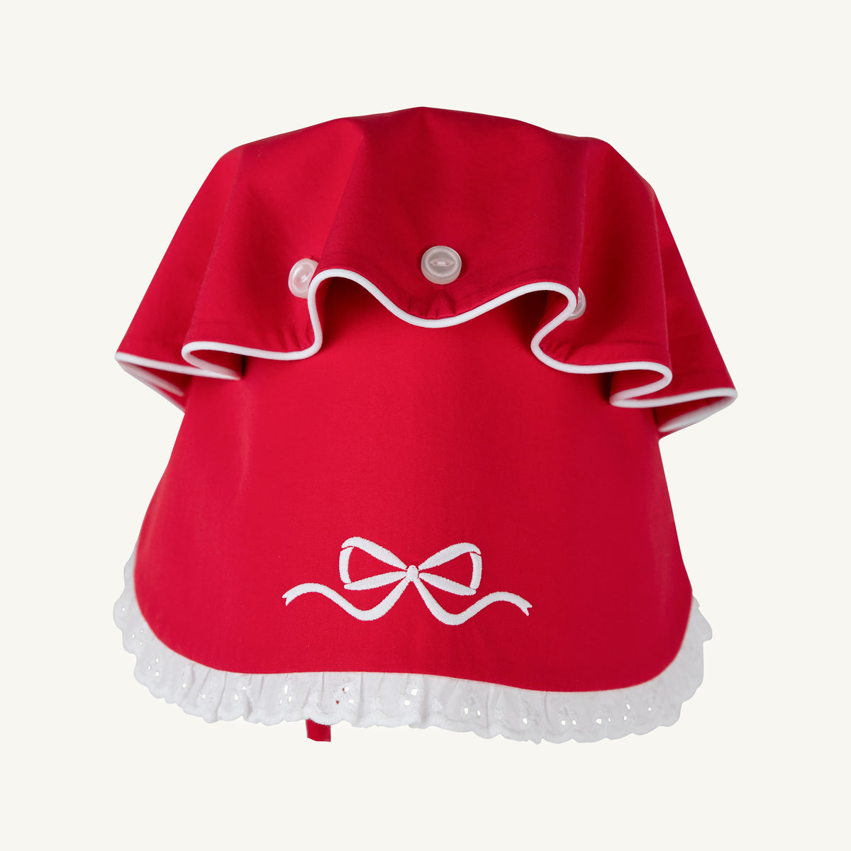 TBBC | Bellefaire Bonnet (Broadcloth/Eyelet) - Richmond Red and Worth Ave White Eyelet & Bow