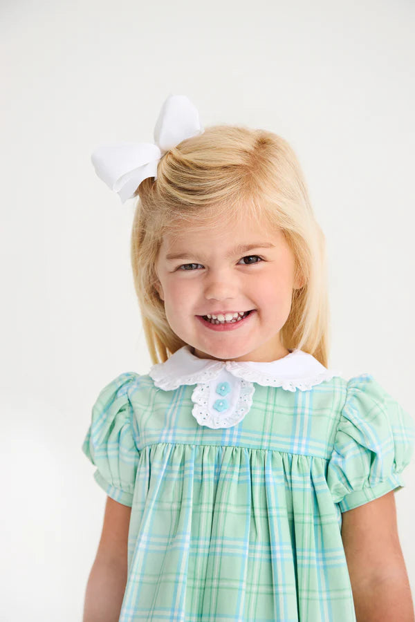 TBBC | Mary Dal Dress - Pelham Bay Plaid (Green) with Worth Avenue White