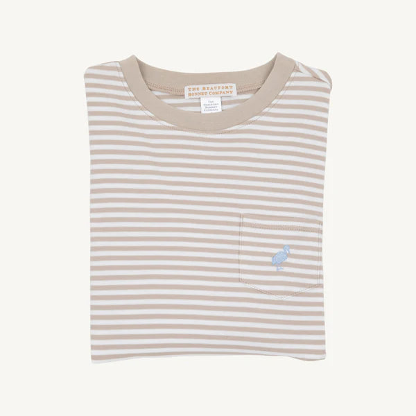 TBBC | Long Sleeve Carter Crewneck - Keeneland Khaki Stripe with Barrington Blue Stork