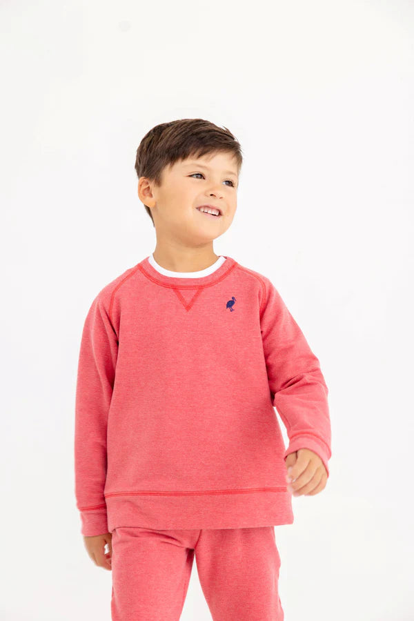 TBBC | Boys Cassidy Comfy Crewneck - Richmond Red (Heathered) with Nantucket Navy