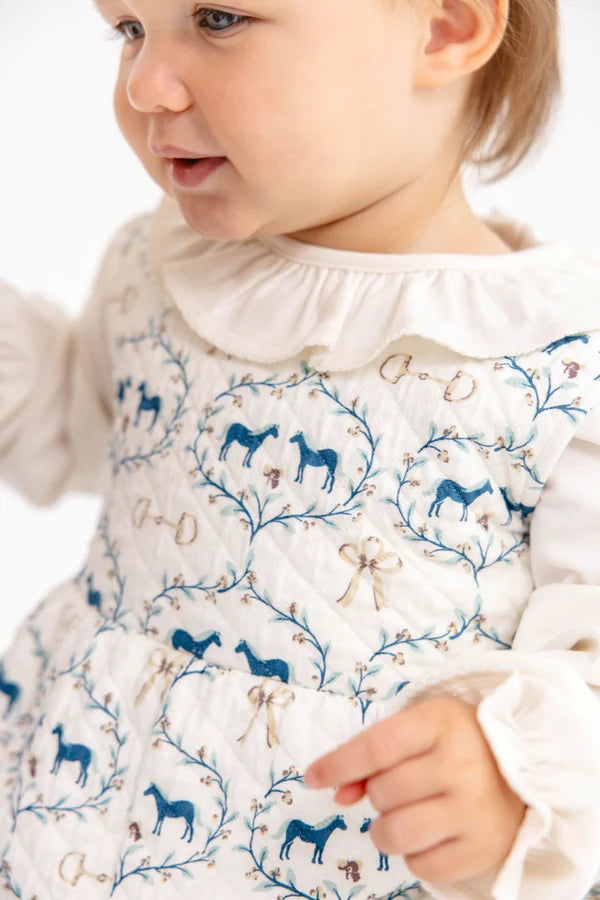 TBBC | Sleeveless Rebecca Romper (Quilted) - Horse Bits and Bows with Palmetto Pearl