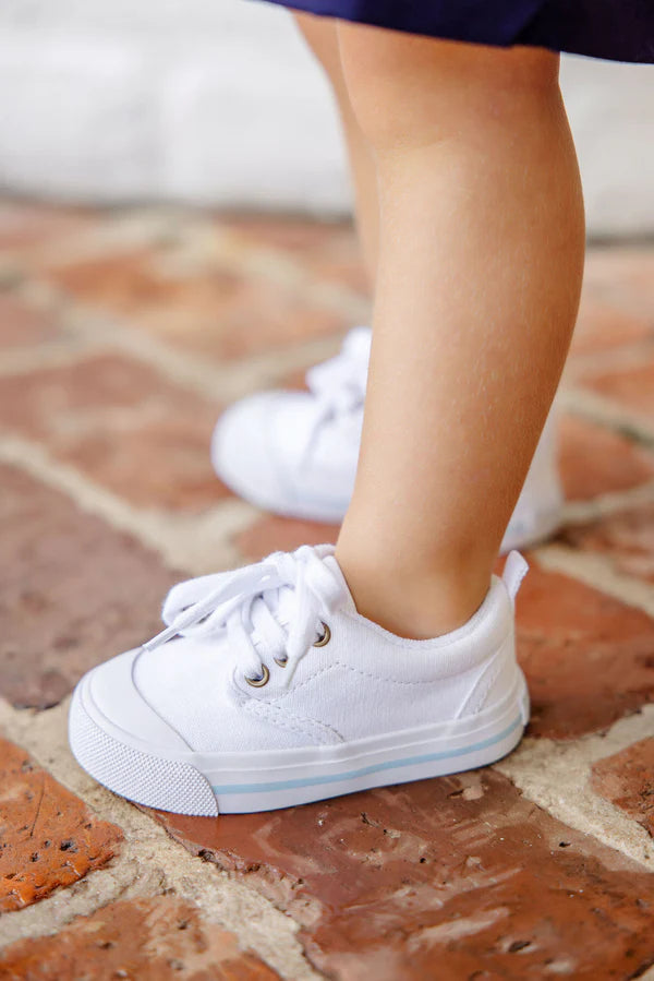 TBBC | Prep Step Sneaker - Worth Avenue White with Buckhead Blue Stripe