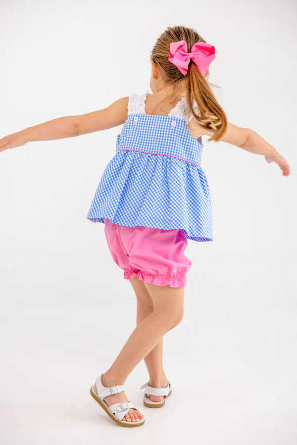 TBBC | Babs Bloomer Set - Sunrise Blvd. Blue Mini Gingham with Hamptons Hot Pink