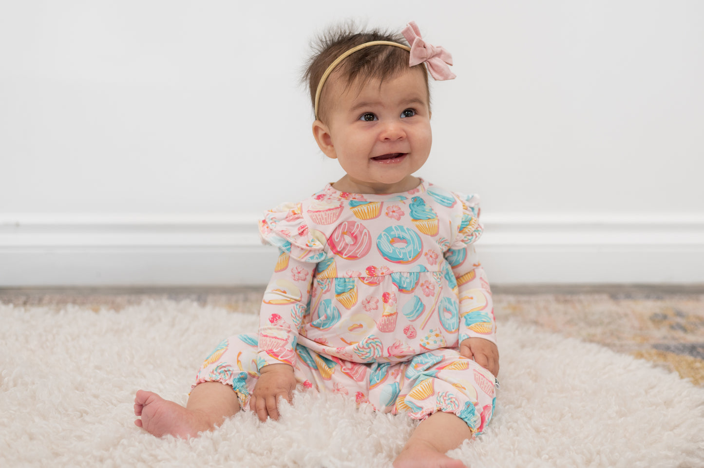 Sweet Bamboo - Long Sleeve Flutter Sleeve Romper - Sweet Tooth