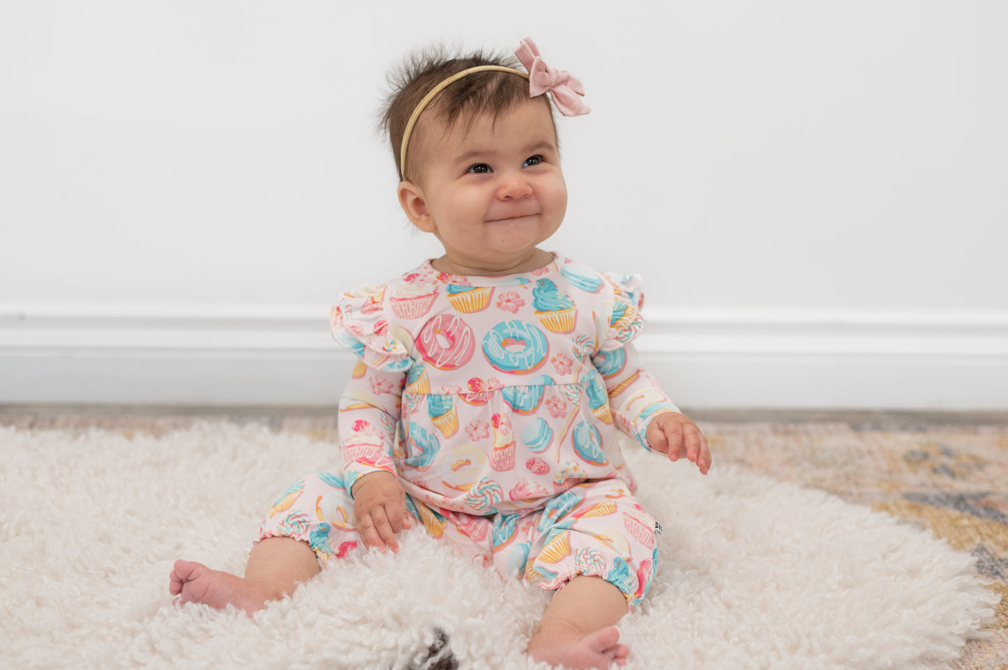 Sweet Bamboo - Long Sleeve Flutter Sleeve Romper - Sweet Tooth