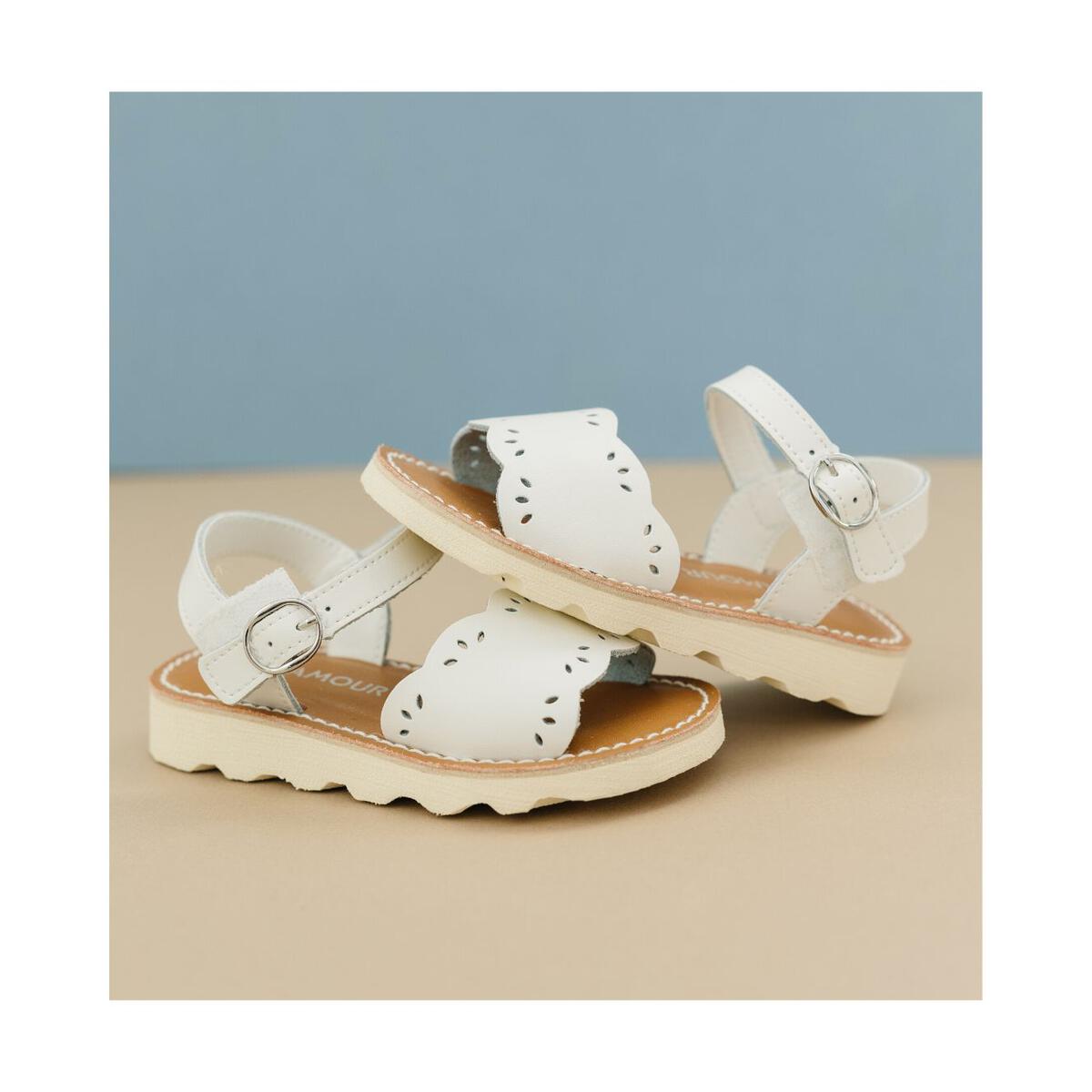 Ella Scalloped Sandal | White