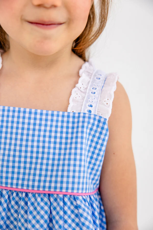 TBBC | Babs Bloomer Set - Sunrise Blvd. Blue Mini Gingham with Hamptons Hot Pink