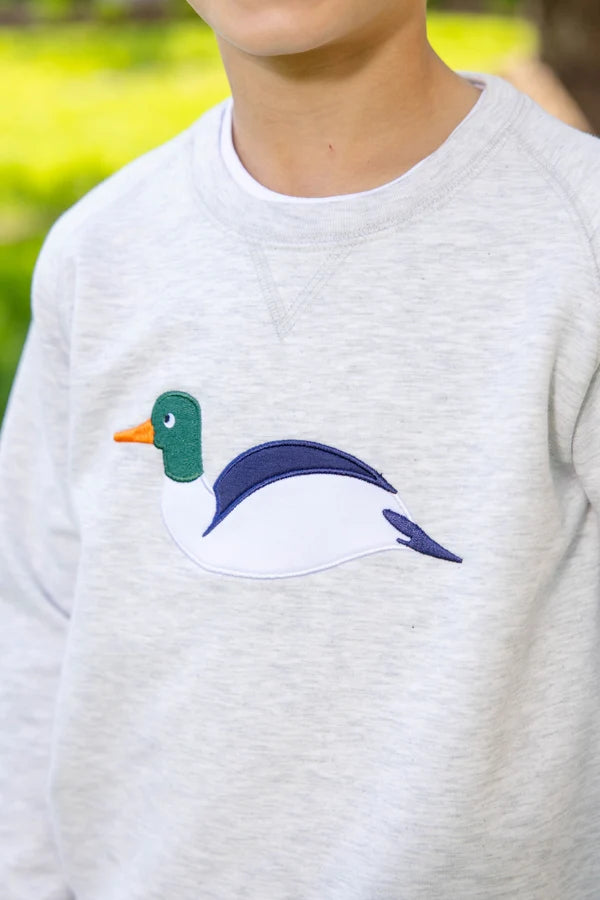TBBC | Cassidy Comfy Crewneck - Grantley Gray (Heathered) with Duck Appliqué