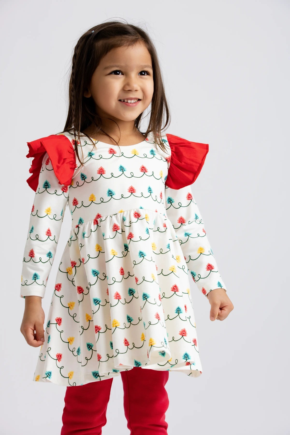 Holiday Double Ruffle Let's Dance Holiday Tree Lights Dress