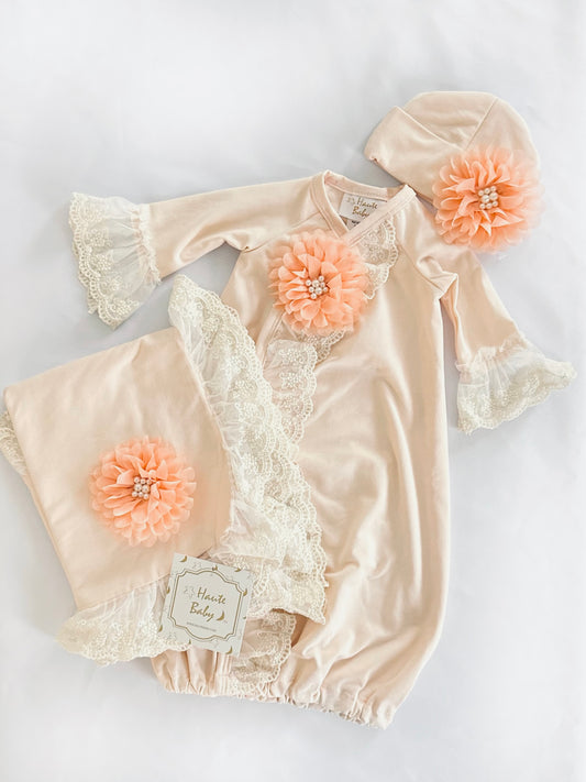 Haute Baby | Chic Petite Gown, Headband, and Blanket