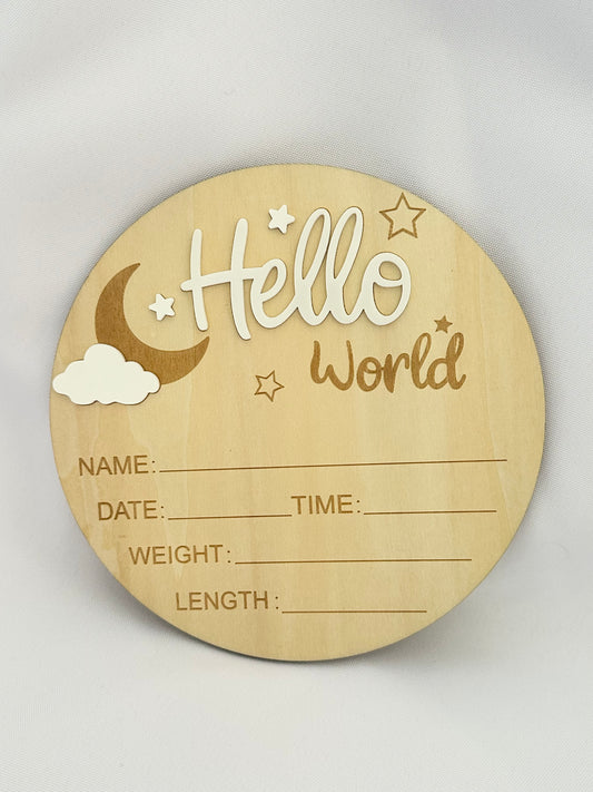Hello World | Birth Announcement Sign