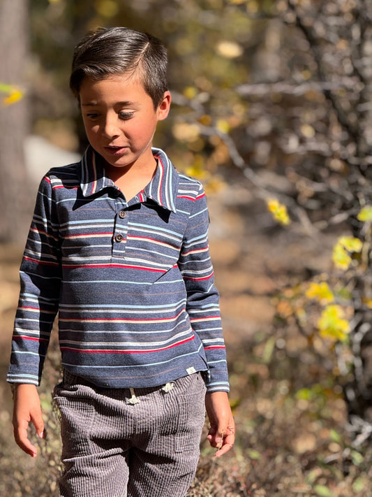 Me & Henry | Spencer Polo - Chambray Multi-Stripe