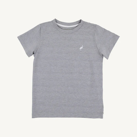 TBBC | Prepletic™ Carter Crewneck - Grantley Gray (Heathered) with Worth Avenue White Stork