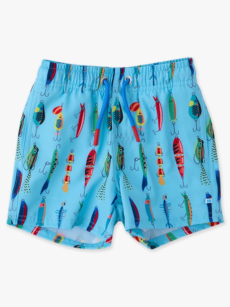 RuffleButts +RuggedButts - Boys Gone Fishin Performance Hybrid Swim Trunks