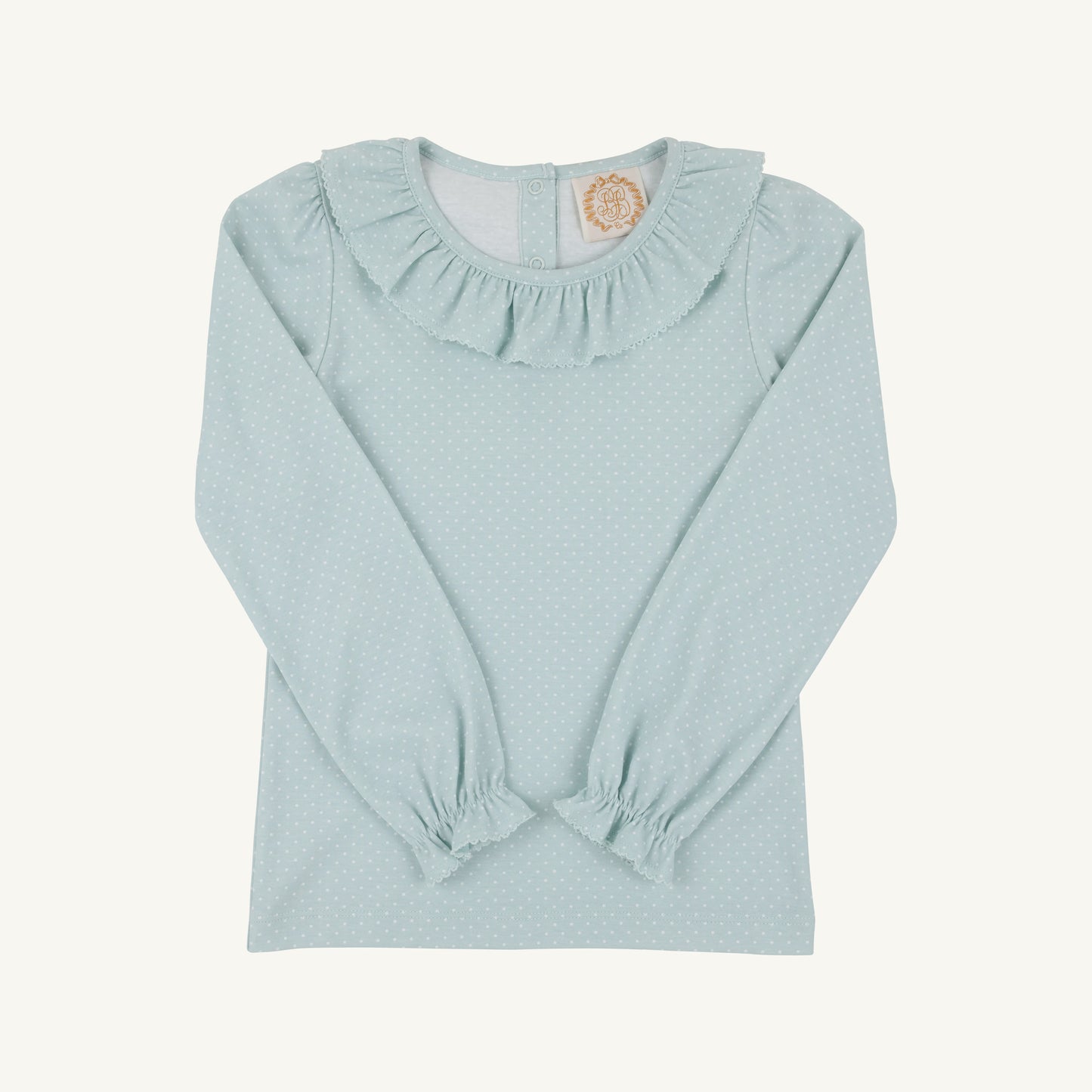TBBC | Long Sleeve Ramona Ruffle Shirt - Old Greenwich Green Microdot