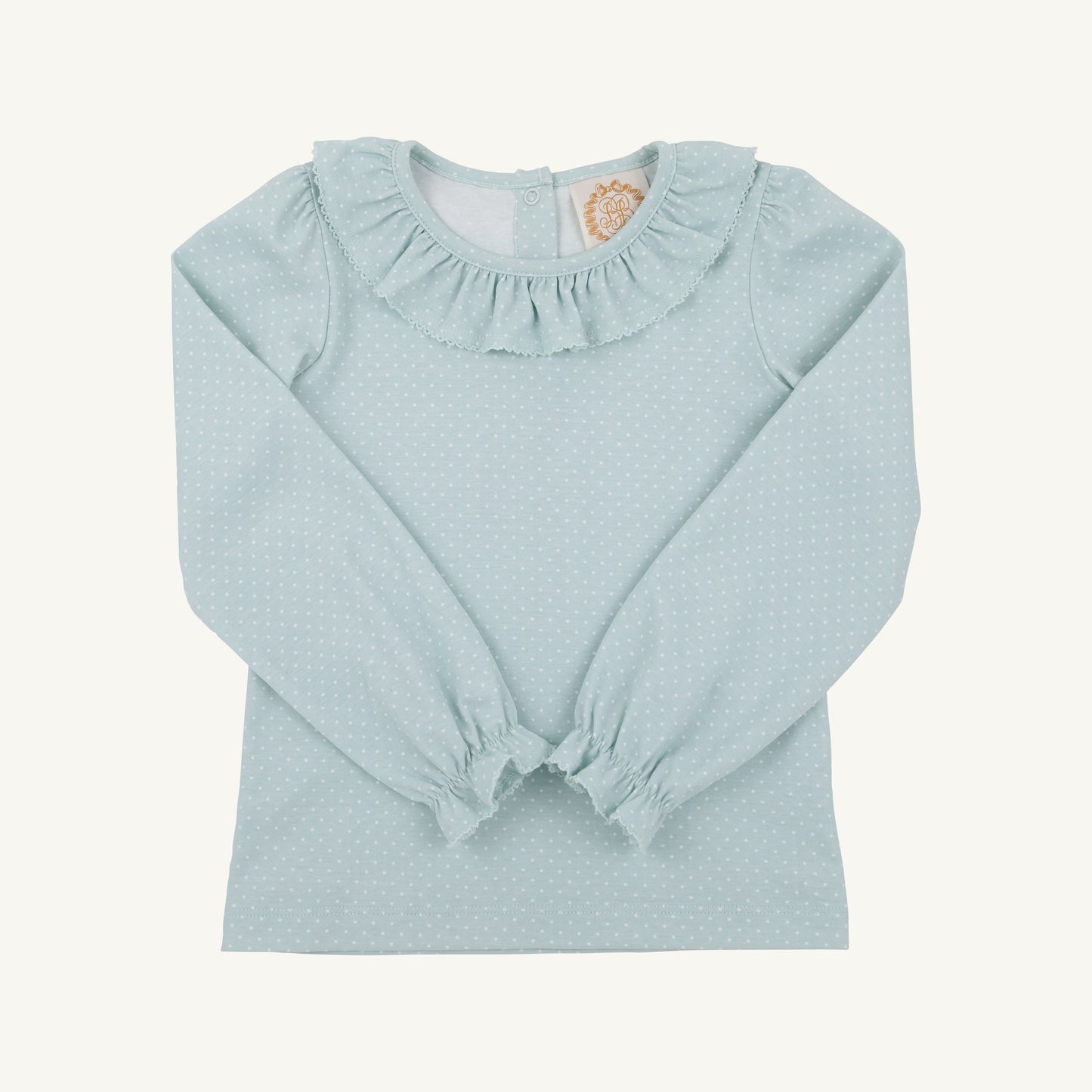 TBBC | Long Sleeve Ramona Ruffle Shirt - Old Greenwich Green Microdot