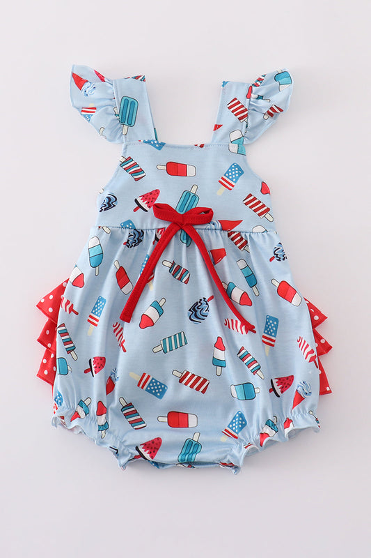 Blue Popsicles Ruffle Romper