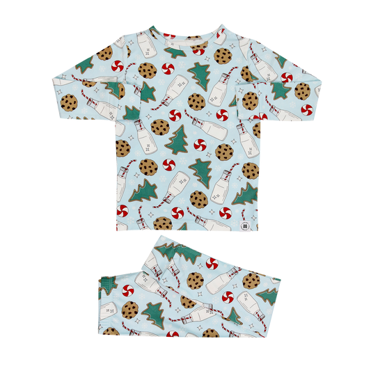 Sweet Bamboo - Big Kid Pajama - Santa's Cookie Blue