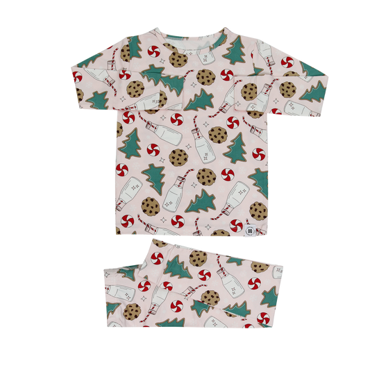 Sweet Bamboo - Big Kid Pajama - Santa's Cookie Pink