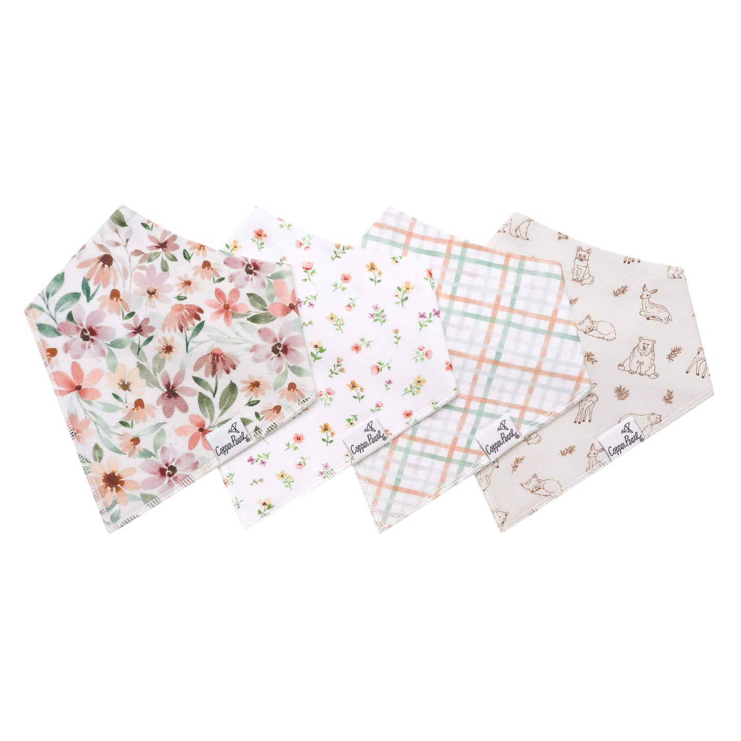 Copper Pearl | 4 Pack Baby Bandana Bibs - Natalie