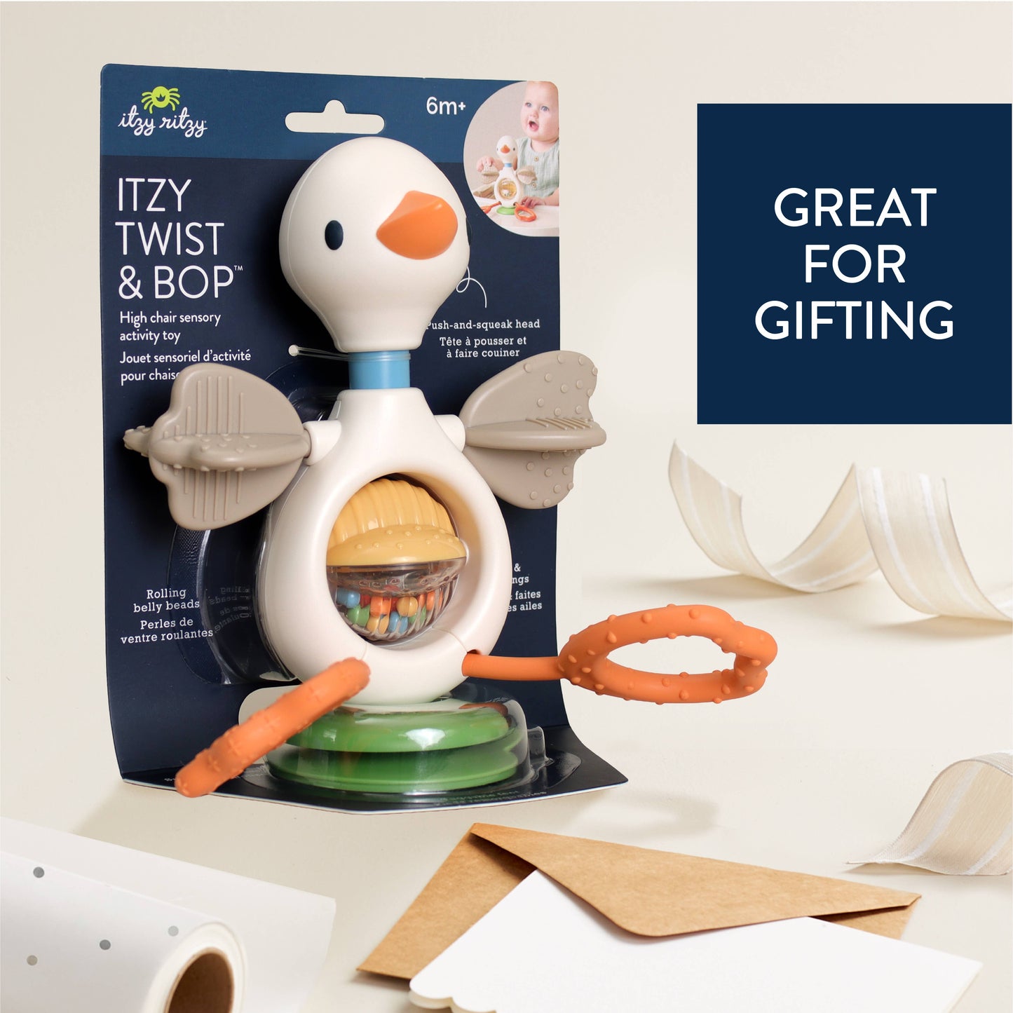 Itzy Ritzy | Itzy Twist & Bop™ - High Chair Sensory Toy Goose