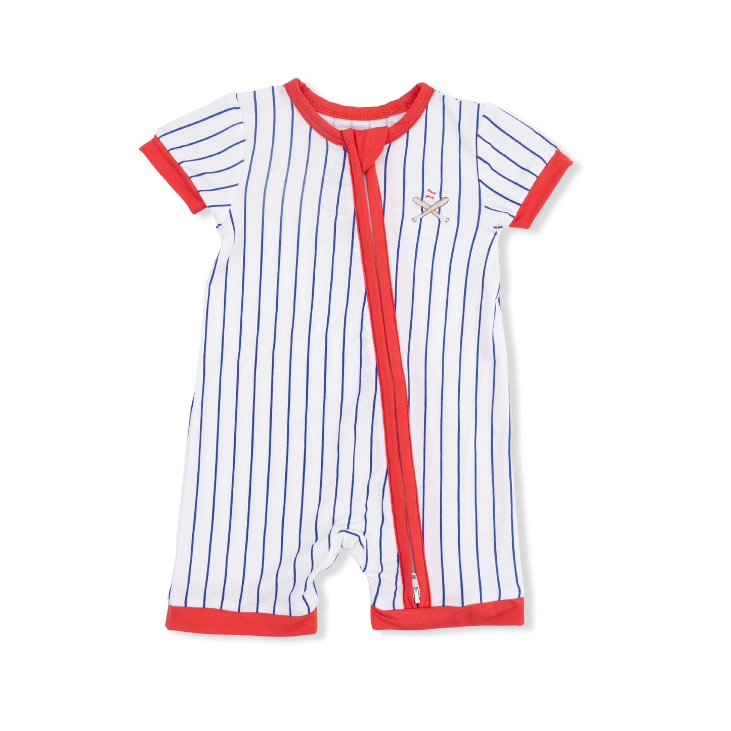 Angel Dear | Baseball Stripe - Shortie 2-Way Zipper Romper