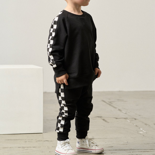 Side Checkered Joggers and Pullover Set