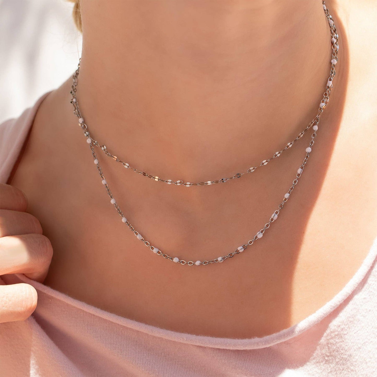 White Confetti Chain Necklace
